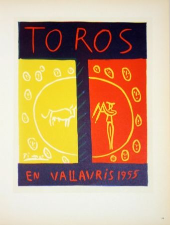 Litografía Picasso - Toros en Vallauris