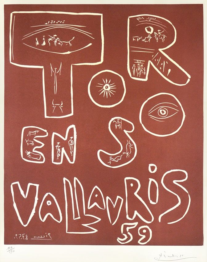 Linograbado Picasso - Toros en Vallauris, 1959