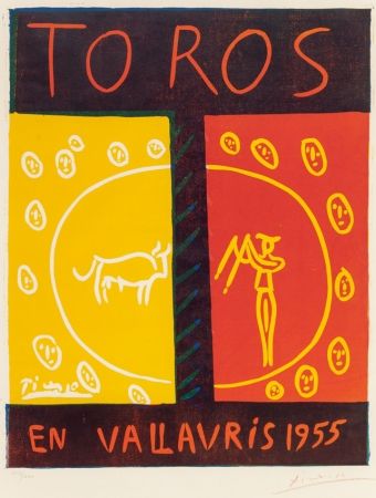 Linograbado Picasso - Toros en Vallauris (Bulls in Vallauris ),1955