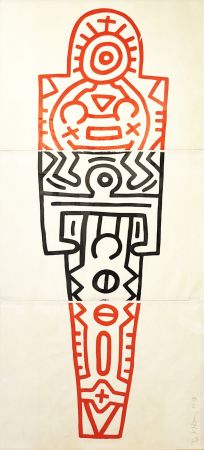Grabado En Madera Haring - Totem