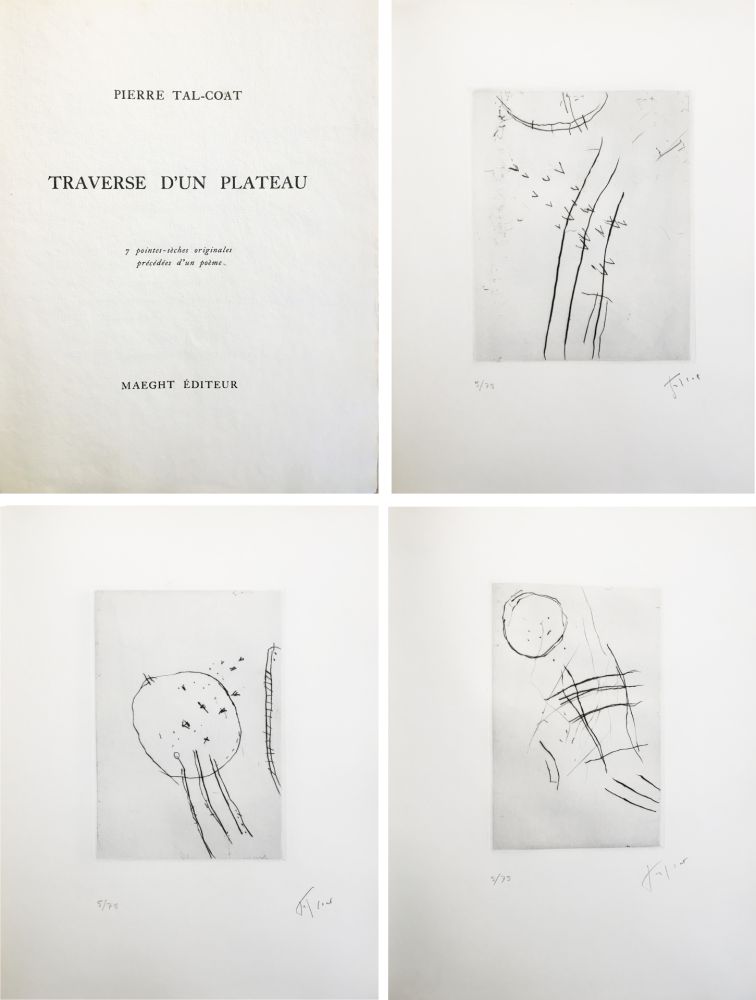 Libro Ilustrado Tal Coat - TRAVERSE D'UN PLATEAU. 7 pointes sèches originales signées (1963).
