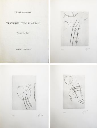 Libro Ilustrado Tal Coat - TRAVERSE D'UN PLATEAU. 7 pointes sèches originales signées (1963).