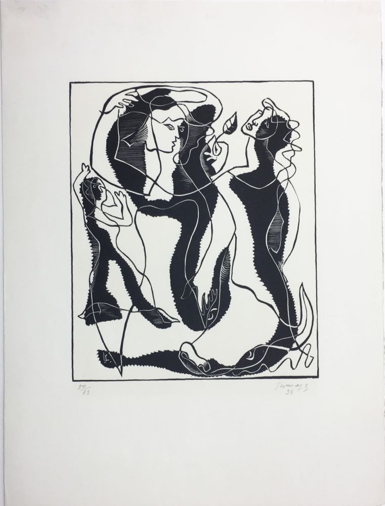 Grabado En Madera Survage - Trois Femmes (Paris, 1933)