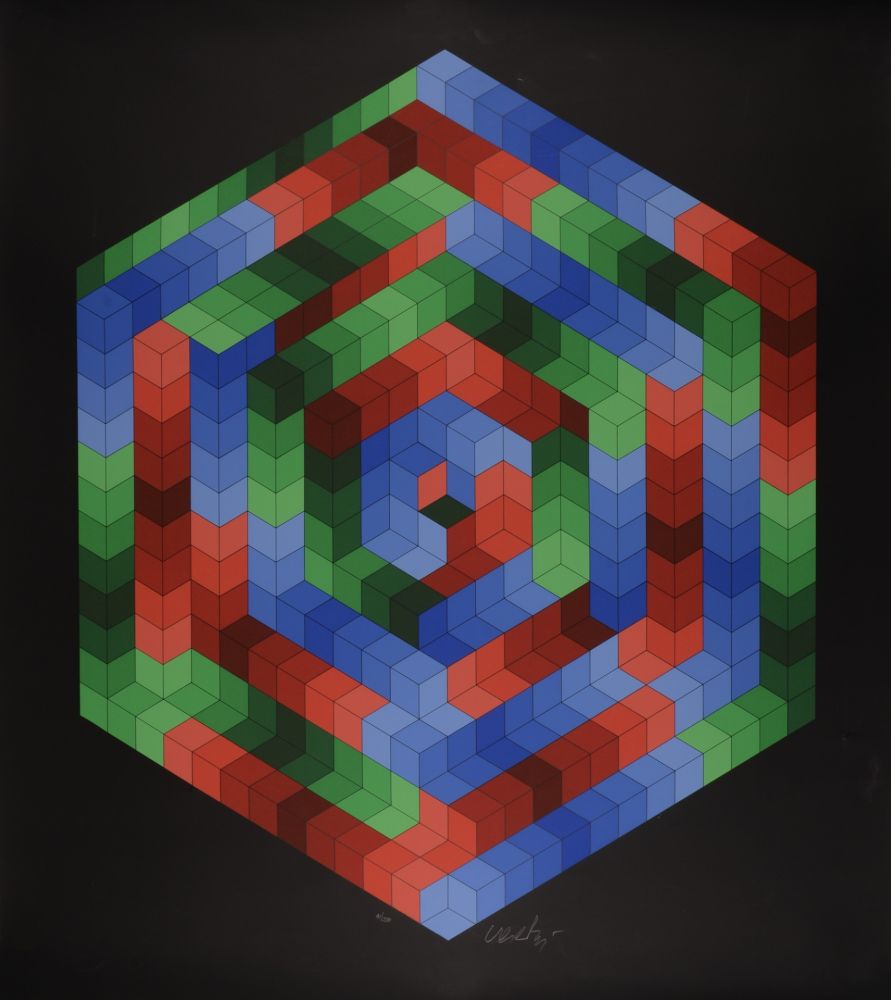 Serigrafía Vasarely - Tsiga, 1973 - Hand-signed