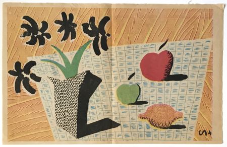 Litografía Hockney - Two Apples and One Lemon and Four Flowers