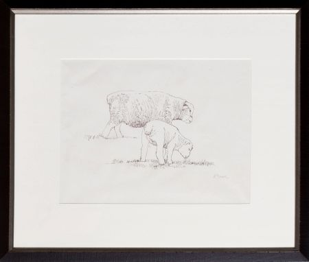 Litografía Moore - Two Fat Lambs