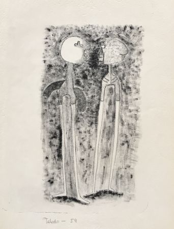 Litografía Toledo - Two Figures