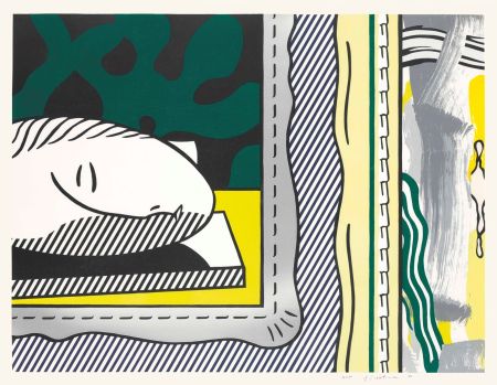 Grabado En Madera Lichtenstein - Two Paintings: Sleeping Muse