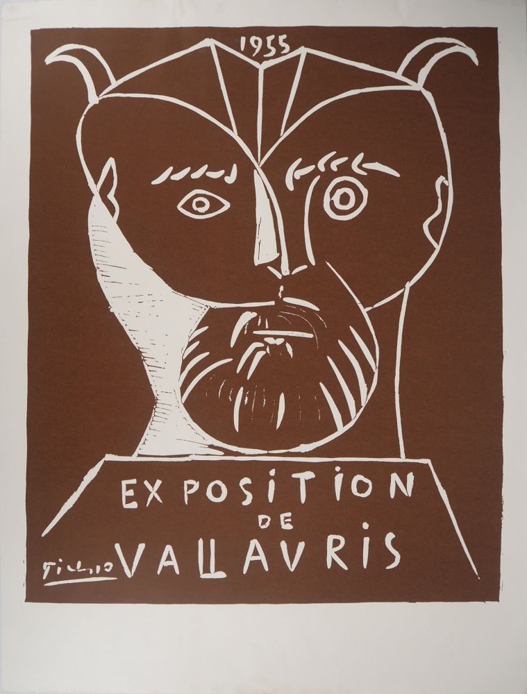 Linograbado Picasso - Tête de Faune, Vallauris 1955