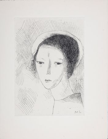 Grabado Laurencin - Tête de jeune fille, 1947