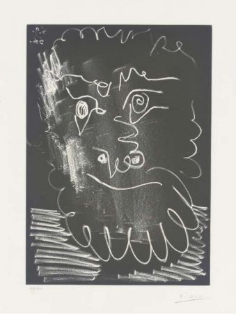 Aguatinta Picasso -  Tête d'homme barbu (1966) 
