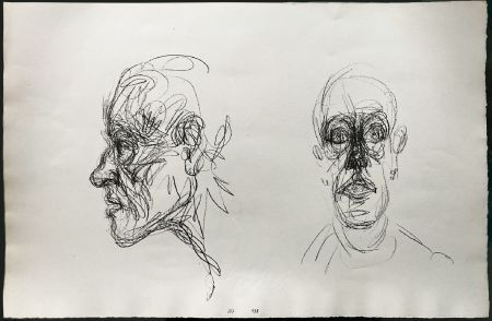 Litografía Giacometti - Têtes (Double portrait). Lithographie originale (1960-1969)