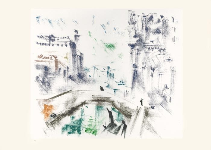 Litografía Masson - Un campo le matin (Voyage à Venise)