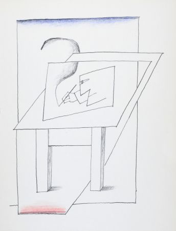 Litografía Steinberg - Un homme dessinant, 1966