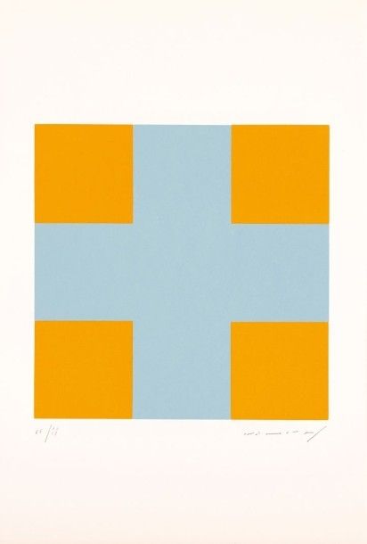 Serigrafía Nemours - Une croix pour quatre carrés