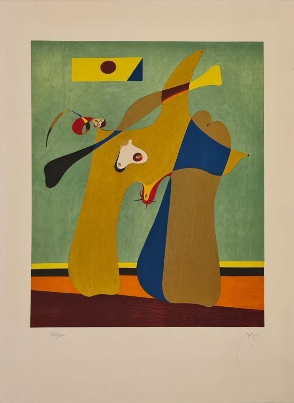 Litografía Miró - Une femme 