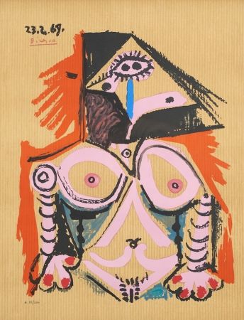 Litografía Picasso - Untitled (23.2.69)