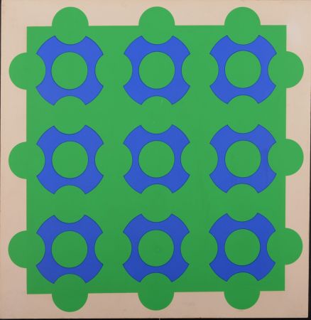 Serigrafía Vasarely - Untitled (Blue and Green), 1967