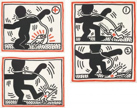 Litografía Haring - Untitled (Free South Africa)