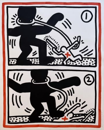 Litografía Haring - Untitled (Free South Africa #3)