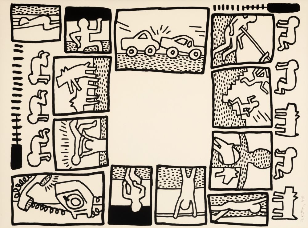 Serigrafía Haring - Untitled (Plate 4) from The Blueprint Drawings
