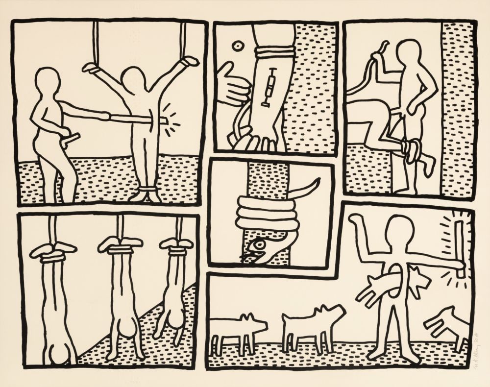 Serigrafía Haring - Untitled (Plate 5) from The Blueprint Drawings