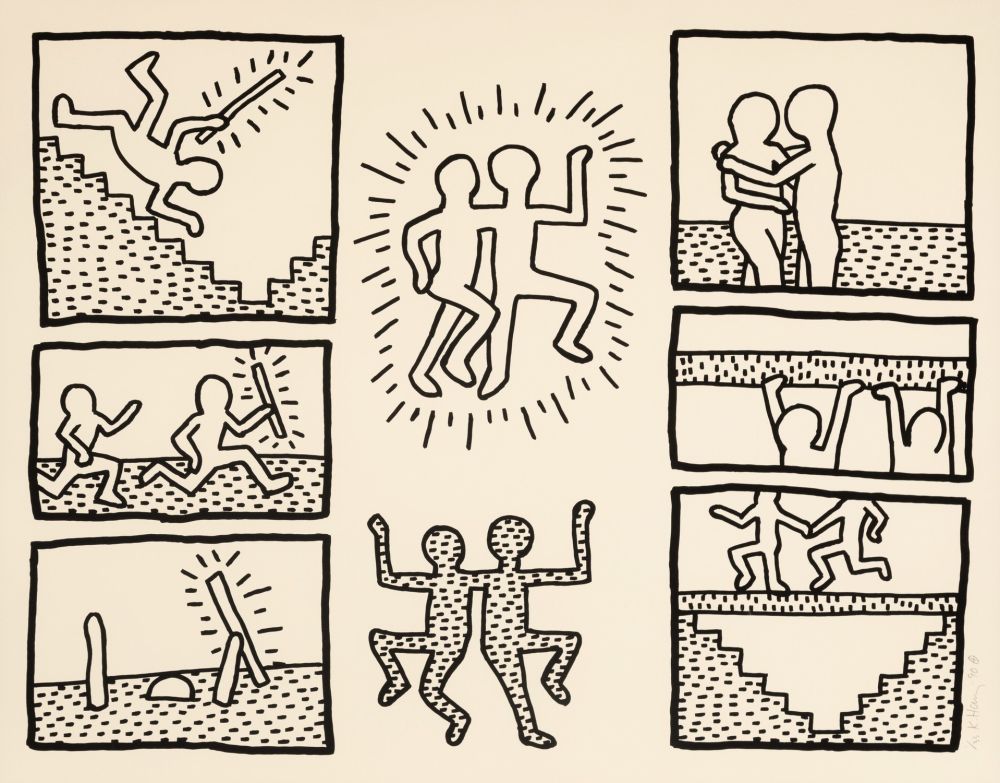 Serigrafía Haring - Untitled (Plate 6) from The Blueprint Drawings