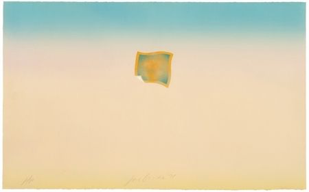 Litografía Goode - Untitled (small orange photo on peach and blue background)