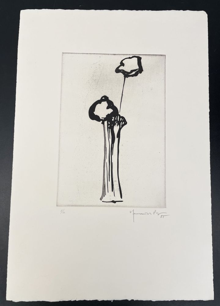 Aguafuerte Y Aguatinta Hernandez Pijuan - Untitled (Vase and Flower)