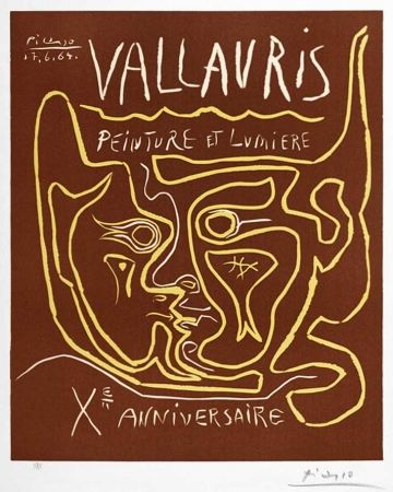 Linograbado Picasso - Vallauris Peinture et Lumière, Xᵉ Anniversaire (Vallauris Painting and Light, Tenth Anniversary), 1964