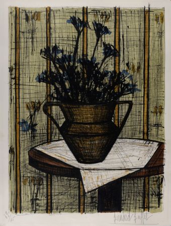 Litografía Buffet - Vase de fleurs, 1964