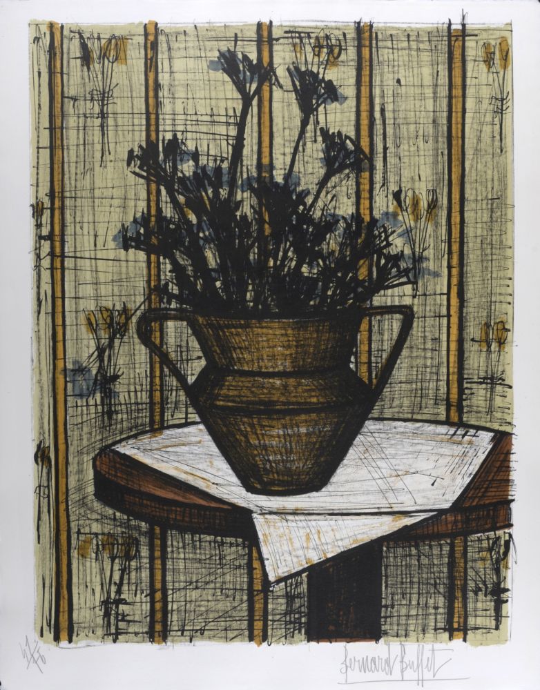 Litografía Buffet - Vase de fleurs, 1964 - Hand-signed