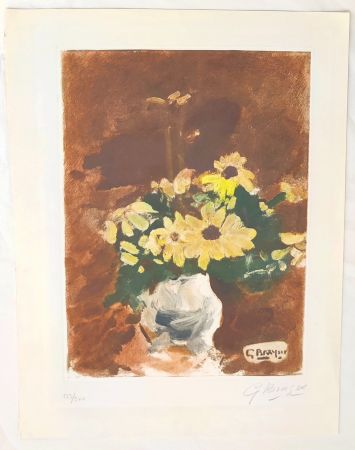 Aguafuerte Braque - Vase de fleurs jaunes 