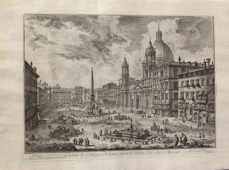 Aguafuerte Piranesi - Veduta di Piazza Navona sopra le rovine del circo atonale