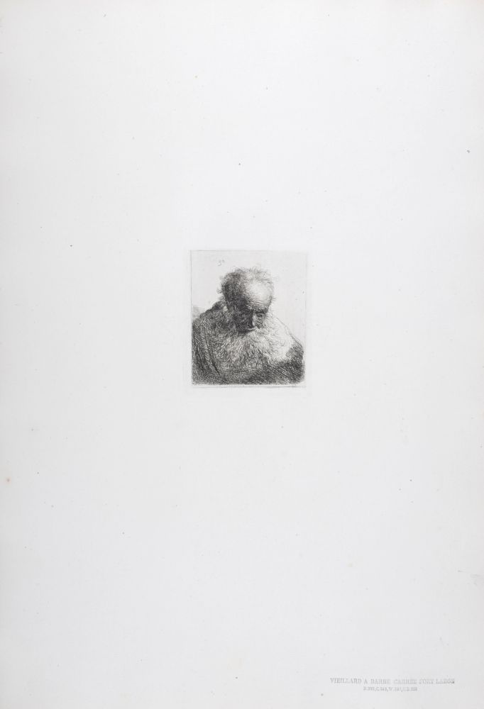 Heliograbado Rembrandt - Vieillard a barbe carrée fort large