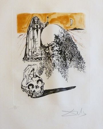 Aguafuerte Y Aguatinta Dali - Vieillard à la tête de mort