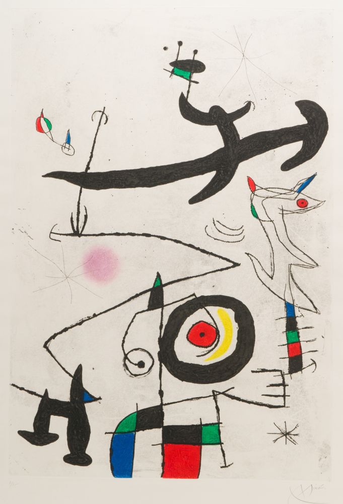 Carborundo Miró - Village D'Oiseaux, (Village of the Birds), 1969