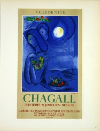 Litografía Chagall - Ville de Nice  - Peinture - Aquarelles -Dessins
