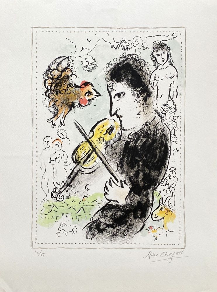 Litografía Chagall - Violoniste au coq