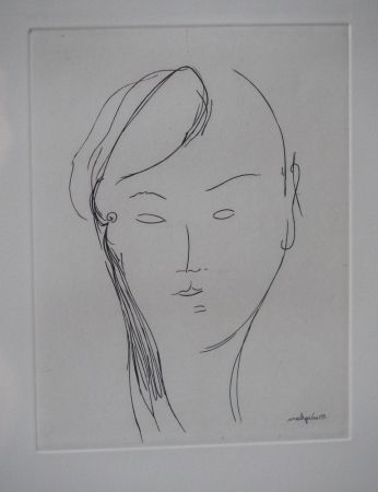 Grabado Modigliani - Visage de femme (1920)