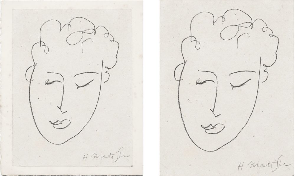 Litografía Matisse - VISAGE DE FEMME. Pour Jules Romains : Pierres Levées, poèmes. Paris 1948