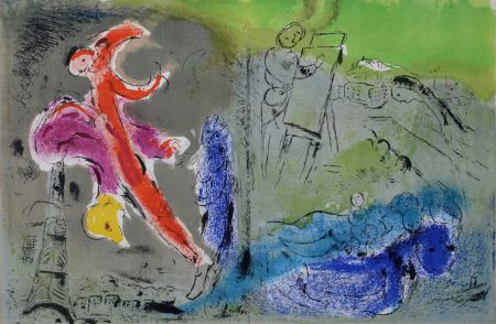 Litografía Chagall - Vision de Paris