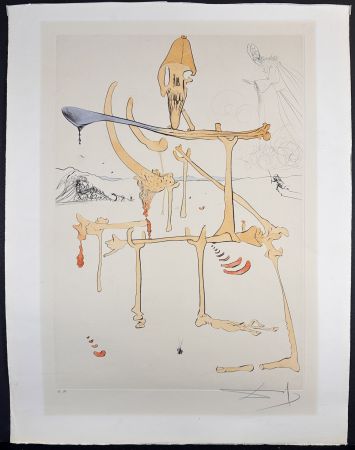 Grabado Dali - Visions de Quevedo Paysage avec Squelette Landscape with Skeleton