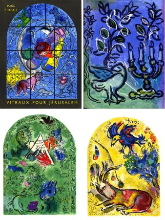 Libro Ilustrado Chagall - VITRAUX POUR JÉRUSALEM. Avec deux lithographies originales de Marc Chagall et 36 lithographies par Charles Sorlier (1962)