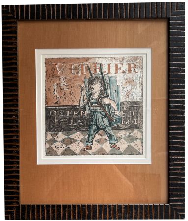 Grabado En Madera Foujita - VITRIER. Bois en couleurs pour 