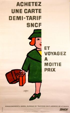 Litografía Savignac - Vogagez à Moitié Prix