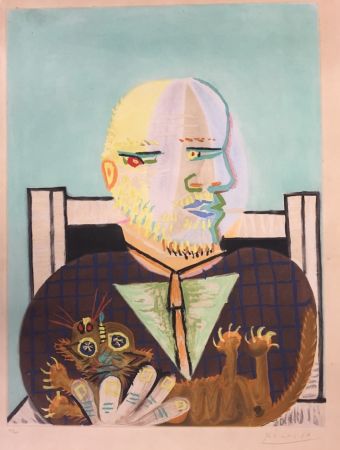 Aguafuerte Y Aguatinta Picasso - Vollard et son chat ( Vollard and his cat)
