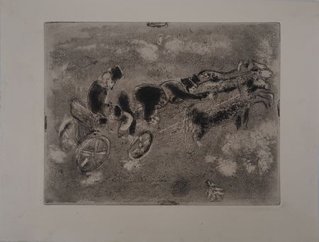 Grabado Chagall - Voyage au clair de lune (La troïka au soir)
