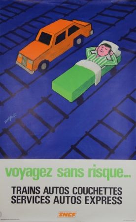 Litografía Savignac - Voyagez sans Risques