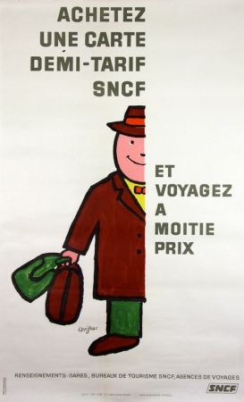 Litografía Savignac - Voyagez à Moitié Prix